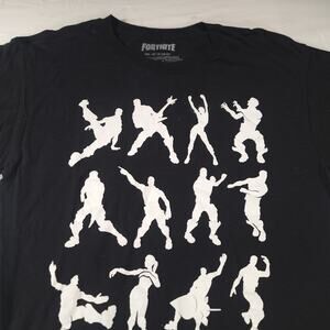 Fortnight Casual Crew Neck Short Sleeve Graphic T Shirt Mens Size Medium M Black